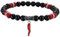 Luca Barra Armband aus der Summer-Kollektion für Herren, elastisch, mit schwarzen und roten Steinen und rotem Horn. Durchmesser des Armbands: 19 cm. Referenz: BA1567, Sterling-Silber