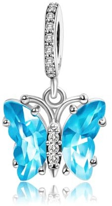 MITSOKU Papillon bleu ciel Charm Bracelet de femme Collier en argent 925 Bijoux Noël, Anniversaire, Halloween Cadeau de fille