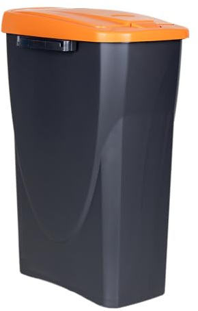 Cubo de basura naranja para reciclar residuos orgánicos | Capacidad de 15, 25 o 45 litros | Tres Medidas (25 L)