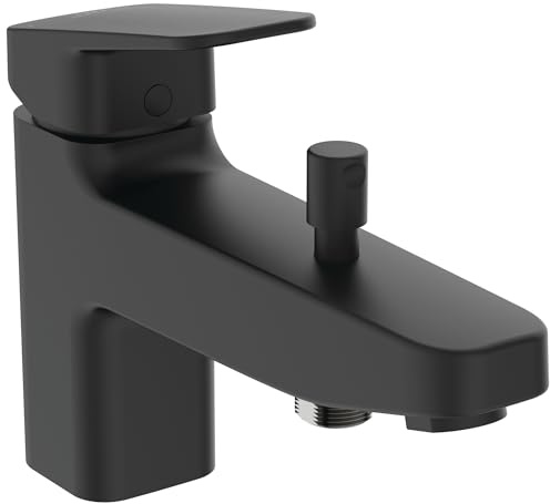 Ideal Standard BD257XG Ceraplan Badearmatur, 1-Loch Wannenrandmontage, Ausladung 15,3 cm, Schwarz (Silk Black)