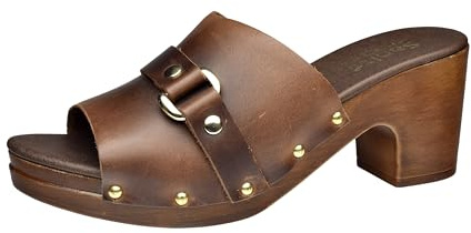 Sanita Non Wood Seia Leder Sandale | Original handgemacht für Damen | Fußbett mit weichem Schaum | Braun | 41 EU