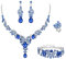 EVER FAITH 4 Stück Schmucksets für Damen Party Hochzeit Braut Strass Kristall floralen Welle Teardrop Halskette baumeln Ohrringe Armband Ring Set Hellblau Silber-Ton