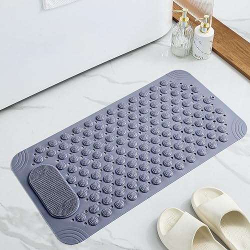 Badewannenmatte rutschfest, 38 * 69cm Antirutschmatte Für Die Badewanne, Badematte rutschfest Anti-Schimmel, Mit Saugnäpfen Und Abflusslöchern Für Das Dusch Fussmatte(Grau,38 * 69cm)