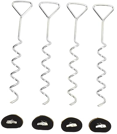 SUPYINI Corkscrew Shaped Steel Stake Anchor, Trampoline Anchor Set, Robust Corkscrew Shaped Steel Spiral Trampoline Anchor Wind Stake for Outdoor Trampoline