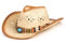 Zylioo Chapeau de cowboy en paille pour grande tête, taille 57-62 cm, chapeau de plage occidental, Beige/turquoise, XL/XXL