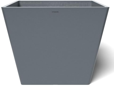 POTS&MORE Maceta Prismo 50 (50 cm, Forma Cuadrada, Color Gris, Altura 40,5 cm, Maceta de plástico, para Plantas de Interior) VP025001
