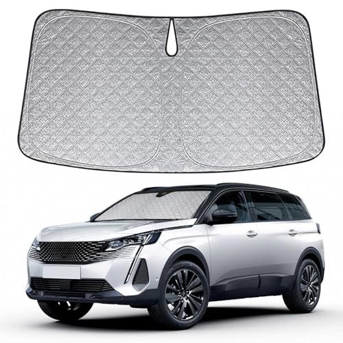 Parasol de Ventana Delantera de Coche Compatible con Peugeot 5008 2017-2024, Parasol para Parabrisas de Coche en el Interior Plegable, Protección UV Reflectante contra el Polvo