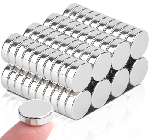 MIN CI 80Pack Round Magnets, Neodymium, Silver, 10x3mm, Strong Magnets for Fridge, Whiteboard, Crafts, Office