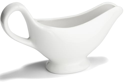 Gravy Boat Porcelain 250 ml White Serving Jug for Cream Soy Sauce Salad (White)