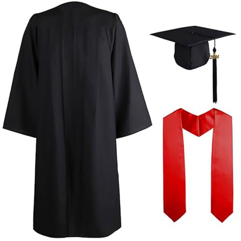 Beokeuioe Akademischer Talar mit Hut Abschluss Stola Stahl Erwachsene Abschluss Robe Unisex Universität Graduationrobe Abschluss Talar Doktorhut und Quaste für Hochschule und Bachelor