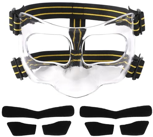 Maske für gebrochene Nase, 15 x 9,5 cm Verstellbarer Nasenschutz mit Polsterung Gesichtsschutz Gelb Schwarz Sport-Gesichtsmaske für Basketball Fußball Baseball (Vollständige Abdeckung)