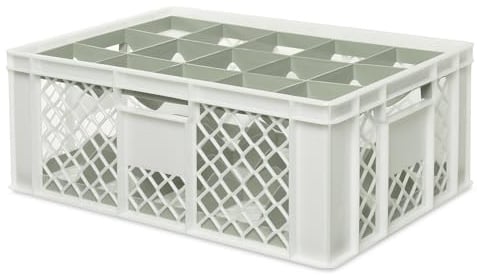 BRB Gläserkiste 600x400 mm für 15, 24, 33 oder 40 Gläser, farbig (Weiß, für 15 Gläser Ø 109 mm, Glashöhe max 205 mm)