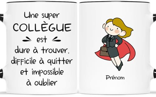 𝗖𝗔𝗗𝗘𝗔𝗨 𝗣𝗟𝗨𝗦 Mug Personnalisé Prénom - Super Collègue - Cadeau Collegue de Travail, Idée Cadeau Collegue de Travail, Tasse Personnalisable Collegue, Cadeau Personnalisé Collegue