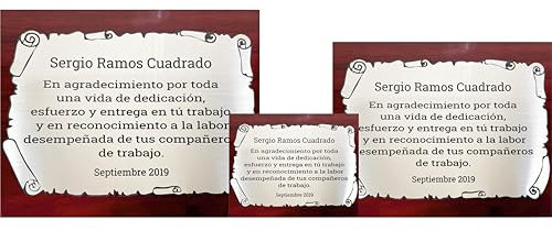 Placa conmemorativa personalizada grabada con láser