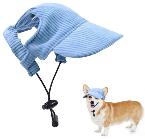 Riisoyu Hunde Baseballmütze, Verstellbar Hundecap mit Ohrlöchern Hunde Sonnenhut Sommer Reise Hut Hund Katze Outdoor Sunbonnet für kleine, mittlere und große Hunde, Blau