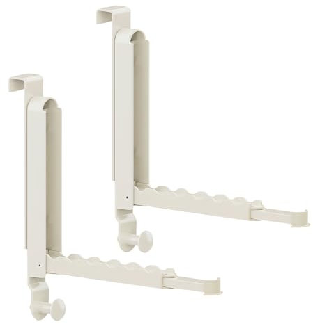 Fuikupe 2 Stück Türgarderobe klappbar, Türhaken Klappbar mit 6 Kleiderbügel und ausziehbare Verlängerungen, zum Einhängen für Türen Mit Einer Dicke Von Weniger Als 4,6cm (Weiß)