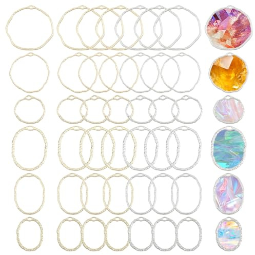 CHGCRAFT 48Stk Ring Offene Rückseite Lünette Charms Anhänger Legierung Anhänger Lünette Blanko Tabletts Geometrische Hohlrahmen Charms Für DIY Blumenschmuck UV Harz Epoxidharz Gepresster