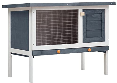 Willood Kaninchenstall 1 Ebene Grau Holz