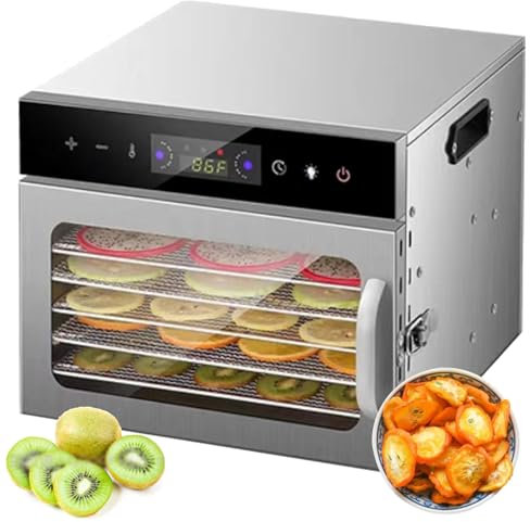 Quixnova Essiccatore per Alimenti in Acciaio Inossidabile da 6/8/12 vassoi, Temperatura Regolabile da 30 a 90 ℃ e Timer da 24 Ore, essiccatore per Alimenti per Frutta, Verdura, Carne, Fiori,12-Layer