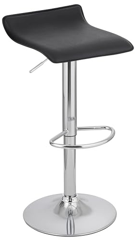 Baroni Home Drehbarer Barhocker mit Verstellbarer Höhe, verchromter Sockel mit Fußstütze und kratzfestem Boden, Hocker für Küche und Halbinsel, einfache Montage, 38x45x59-79 cm, Schwarz 1 Stück