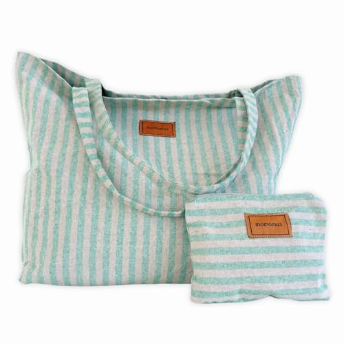 MOMOMUS Große Strandtasche XXL für die Familie aus recycelter Baumwolle | Badetasche XXL für Strand, Pool und Reisen – viel Stauraum und angenehm leicht zu tragen.