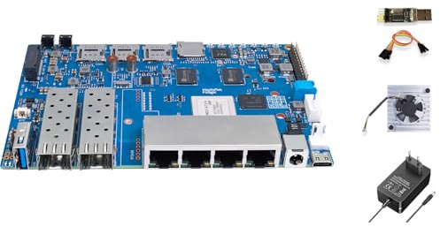 youyeetoo Banana Pi BPI-R4 WiFi 7 Router Entwicklungsboard, 8GB RAM,8GB eMMC, MediaTek MT7988A Chip, 2X 10Gbe SFP Slot (Basispaket,8GB RAM,8GB eMMC)