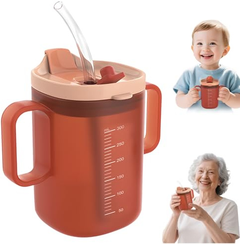 GD HUA Schnabeltasse Senioren für Ältere Menschen, 300ml Schnabeltasse Senioren mit Griff, Trinkbecher für Kind, Wasserbecher 2 Griffe, Duckbill Cup Strohhalmbecher mit Doppeltem Verwendungszweck