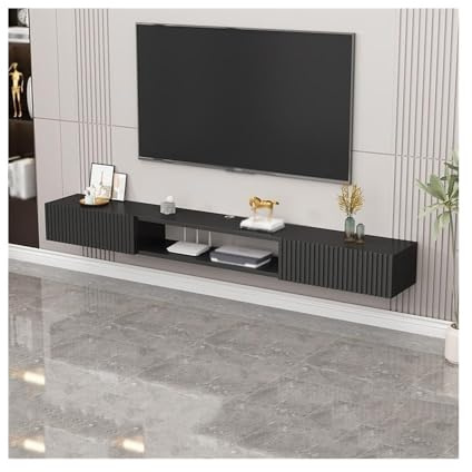 XUJUAN-0227 TV Cabinet Floating TV Stand Wall Mount Entertainment Unit Multimedia Storage Shelf TV Bench