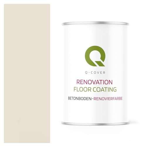 Q-COVER Bodenfarbe Renovierfarbe | Cremeweiß RAL 9001 | Hochglanz 1L | Abriebfest für Keller, Beton