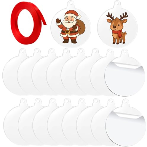 20 Pcs Clear Baubles for Crafting, 3 Inch Acrylic Baubles Blanks, DIY Christmas Decorations, Personalised Ornaments for Christmas Tree, Kids Art Projects, Wedding Party Decor