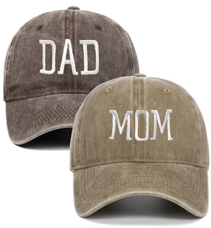 YUSENGMOO DAD MOM 2er-Pack Kappen | Geschenke für frischgebackene Eltern und Paare,Unisex-Kappen, einfarbig,festliche Geschenke,bestickt,Geschenk,für Paare