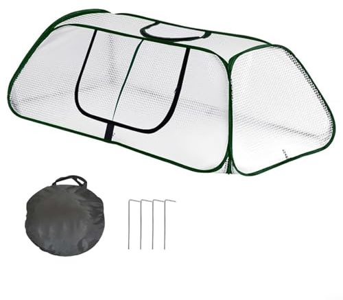 Trayne PVC-Gewächshausabdeckung mit aufrollbarer Tür mit Reißverschluss für Gartenbeete und Pflanzenschutz, Kälte- und Frostschutz, 115 x 55 x 45 cm (grün)