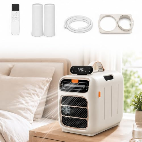 Camping Klimaanlage für Zelt Van LKW und Schlafzimmer, 1400W Kühlleistung, 420W Leistung, Touchpanel, Verstellbarer Luftauslass, 2 Abluftschläuche, Doppelte Abluftausgänge, Bis 10㎡ CoolingOnly