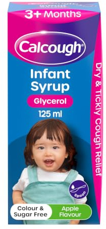 Calcough Infant Syrup with Apple Flavour (1 x 125ml) | Immediate Soothing Relief from Dry, Tickly Coughs, Non-Drowsy, For Babies from 3+ Months