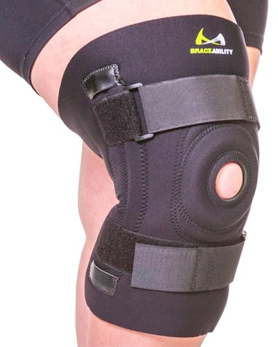 BraceAbility Kniebandage für große Beine und größere Personen mit weiten Oberschenkeln | Kniescheibenschutz gegen Chondromalazie, Instabilität und Luxation (3XL)