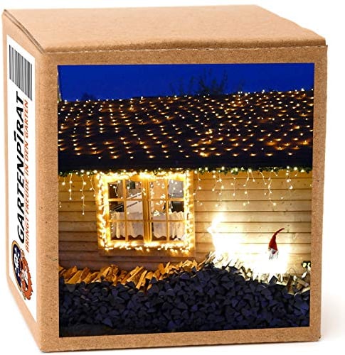 Gartenpirat LED-Lichternetz 3x3 m 200 LED bernsteinfarben mit Timer-Funktion Lichterkette Netz Beleuchtung außen innen