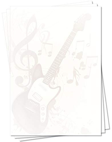 Motiv Briefpapier (Musik-5103, DIN A4, 25 Blatt) E-Gitarre Noten Notenschlüssel Musik Briefpapier Motivpapier