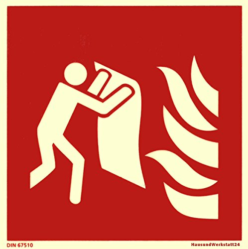 Brandschutzzeichen Feuerlöschdecke Piktogramm ISO7010 / F016, 15x15cm Kunststoff nachleuchtend KNS