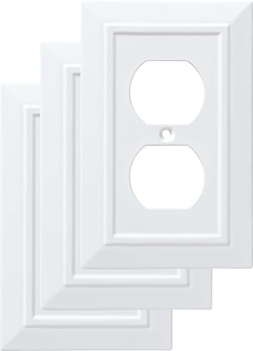 Franklin Brass W35242V-PW-C Classic Architecture - Placa de pared dúplex individual/placa de interruptor/cubierta (paquete de 3), color blanco