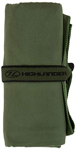 Highlander Schnelltrocknendes Mikrofasertuch mit Tragetasche große Auswahl an ultraweichen und saugfähigen Handtüchern, die Sich ideal für Camping, Schwimmen, Sport und Urlaub eignen (olivgrün, L)