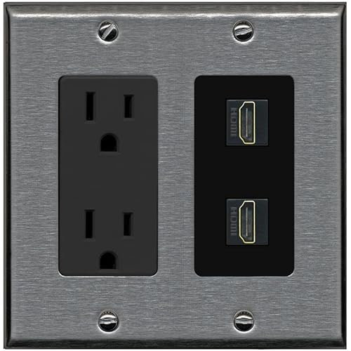 RiteAV – 15 Amp toma de corriente 2 Puerto HDMI tipo Decora placa de pared