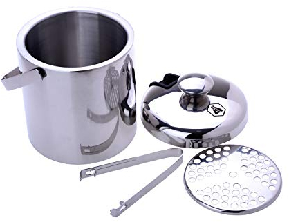 LAGUIOLE - Eiskübelkasten - Eimer, Zange, Deckel- und Abtropfschale - Edelstahl - Inhalt: 1,3L - Unverzichtbar für Ihre Sommergerichte