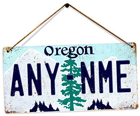 Personalised American Number Plates - Custom Oregon – Holes and Twine | Printed Metal Wall Sign Plaque Show Plate