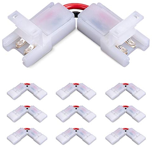 JAUHOFOGEI LED Eckverbinder 2 Polig, Strip Verbinder 90 Winkel für 8mm Breit SMD 2835 3528 3030 Einfarbige LED Streifen Stripes Band 12V 24V, 20AWG Kabel, Max Ampere 5A, 10 Stück