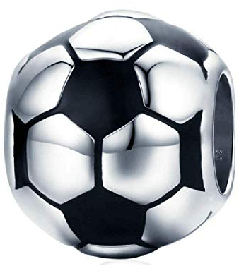 Charms für Pandora-Armbänder, schwarze Emaille, Sport-Fußball-Anhänger, 925er Sterlingsilber, für Pandora-Armbänder, Schwarz