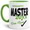 Tassendruck Master-Tasse Geschafft Master 20XX - Selbst gestalten mit Jahr und Name zum bestandenen Master/Abschluss/Lernen/Prüfung/personalisierte Geschenk-Idee/Innen & Henkel Hellgrün