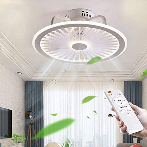 Deckenventilator Mit Beleuchtung LED-Licht Einstellbare Windgeschwindigkeit Unsichtbar Extrem Leise Dimmbar Fernbedienung 56W Moderne Ventilator Deckenleuchte Schlafzimmer Wohnzimmer Esszimmer,Weiß