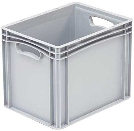 Allpax Euronorm Stapelbehälter Industrie (grau) - 400 x 300 x 320 mm - Handgriffe offen - 30,0 Liter - stapelbar, recyclebar - Verschiedene Ausführungen und Größen
