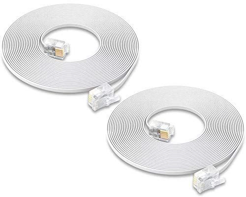 SHONCO Cable TeléFono 6m, RJ11 6P4C Interfaz LíNea de ConexióN TelefóNica,Cable de ExtensióN de TeléFono de LíNea Recta Para TeléFono Fijo,Hogar y Oficina,Fax,MóDem Extensor (Blanco)