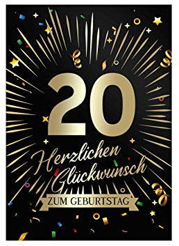 Friendly Fox Geburtstagskarte 20. Geburtstag, 1x Glückwunschkarte zum Geburtstag, DIN A5 Klappkarte Happy Birthday